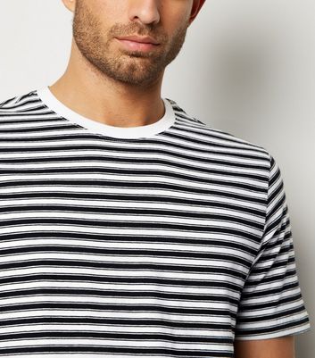 Image of Black Stripe Short Sleeve T-Shirt New Look
