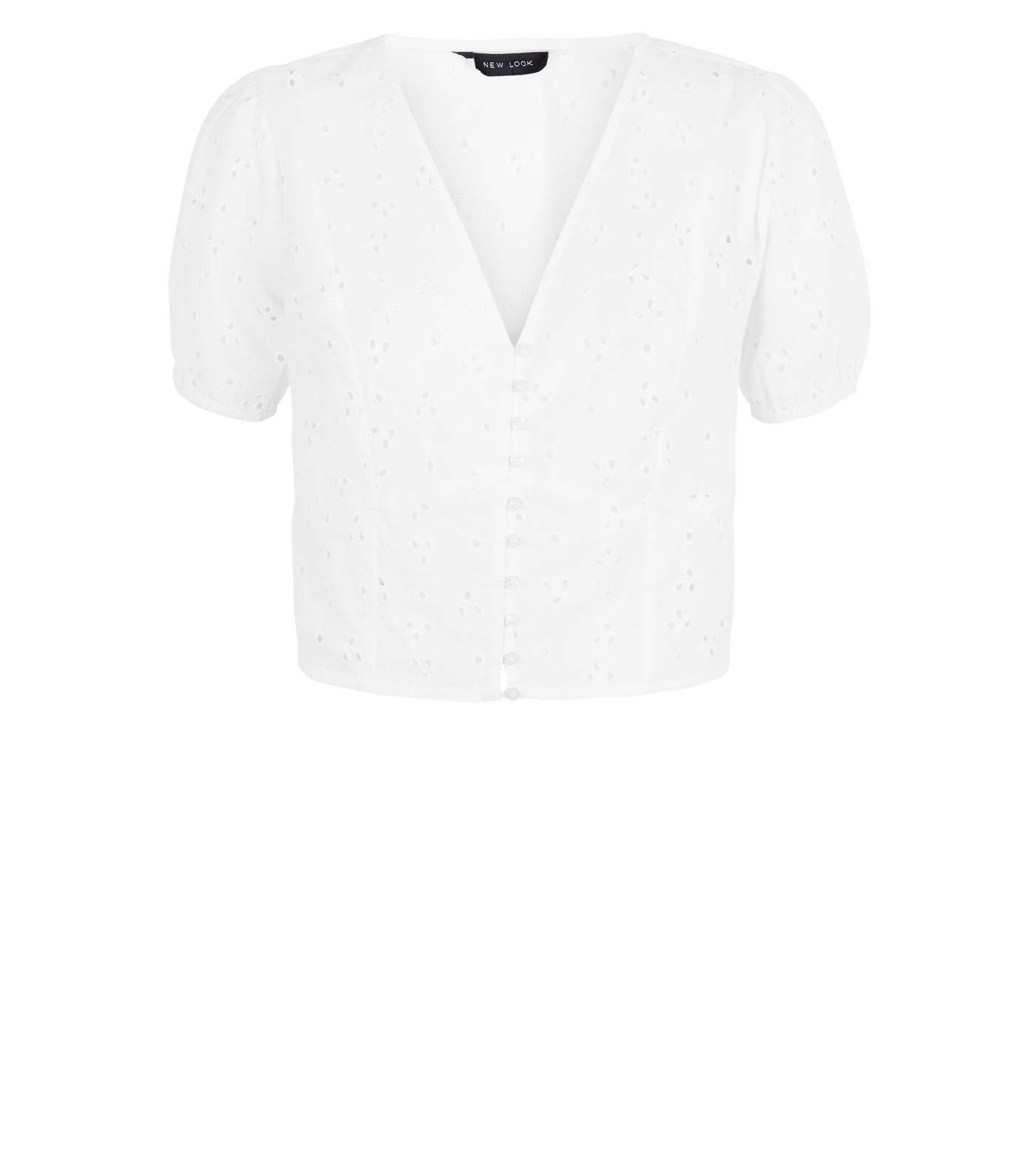 White Broderie Button Up Shirt Image 4