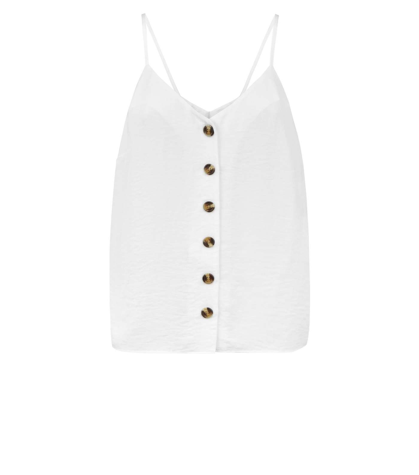 Off White Faux Horn Button Front Cami Image 4