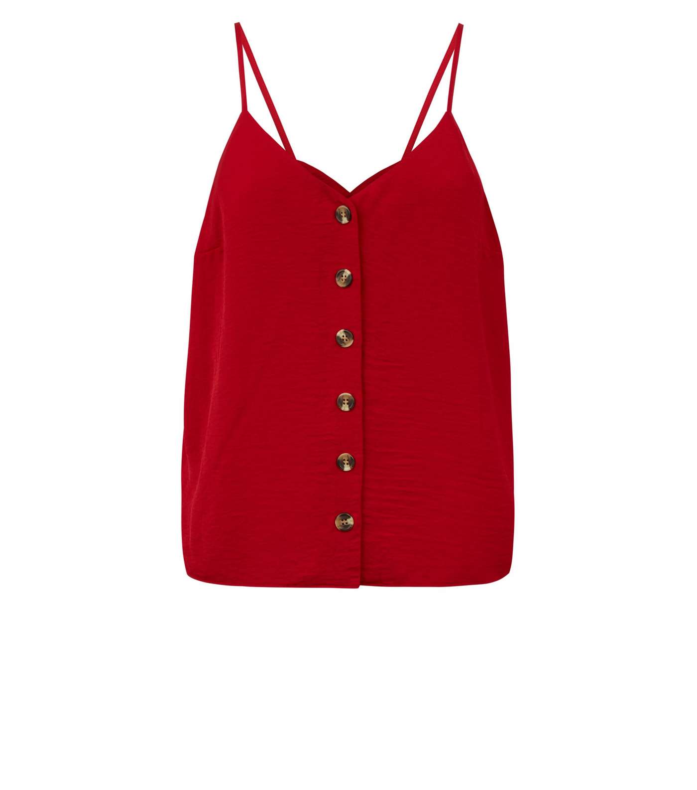 Red Faux Horn Button Front Cami Image 4