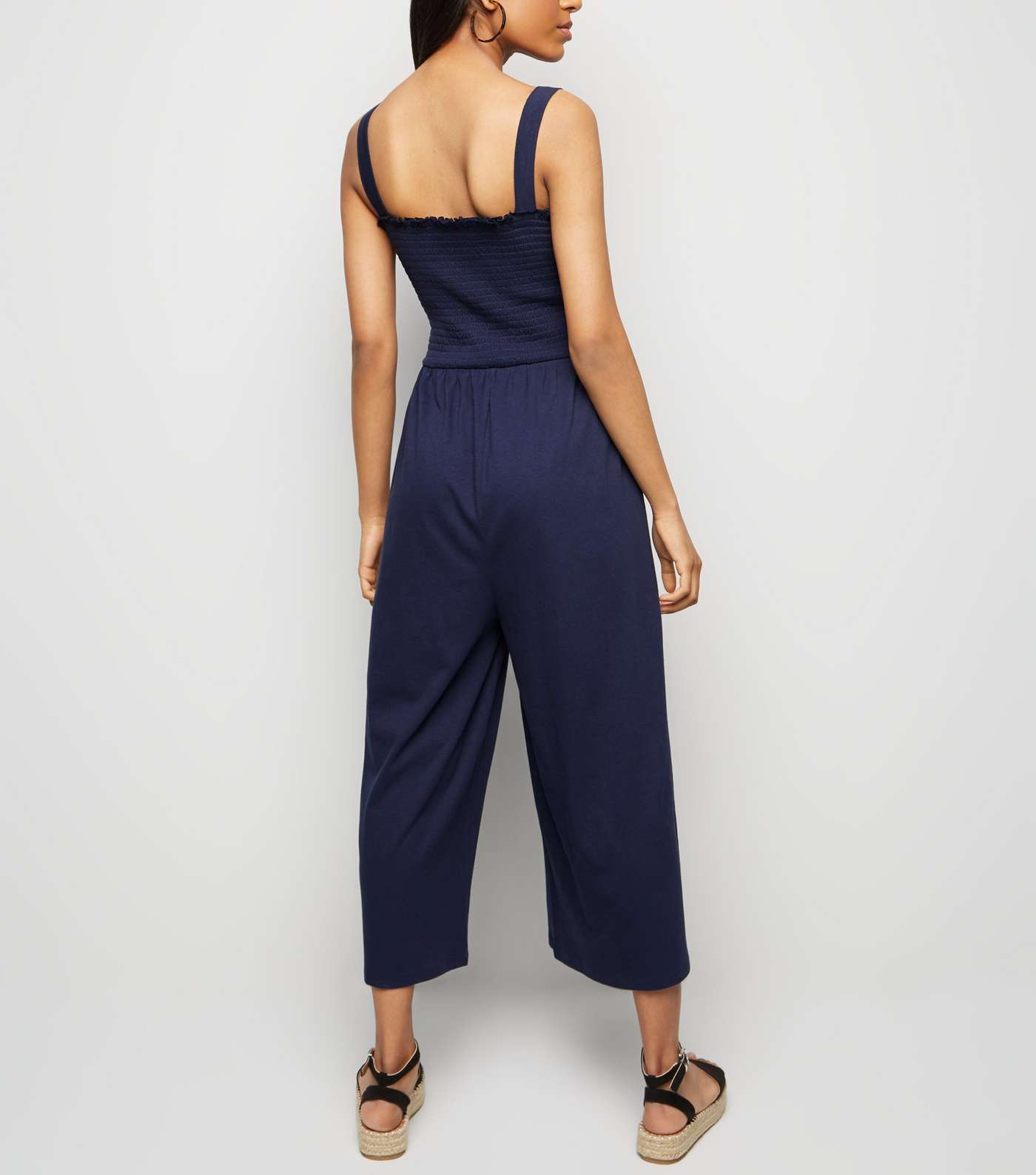 Petite Navy Shirred Top Jersey Jumpsuit Image 3