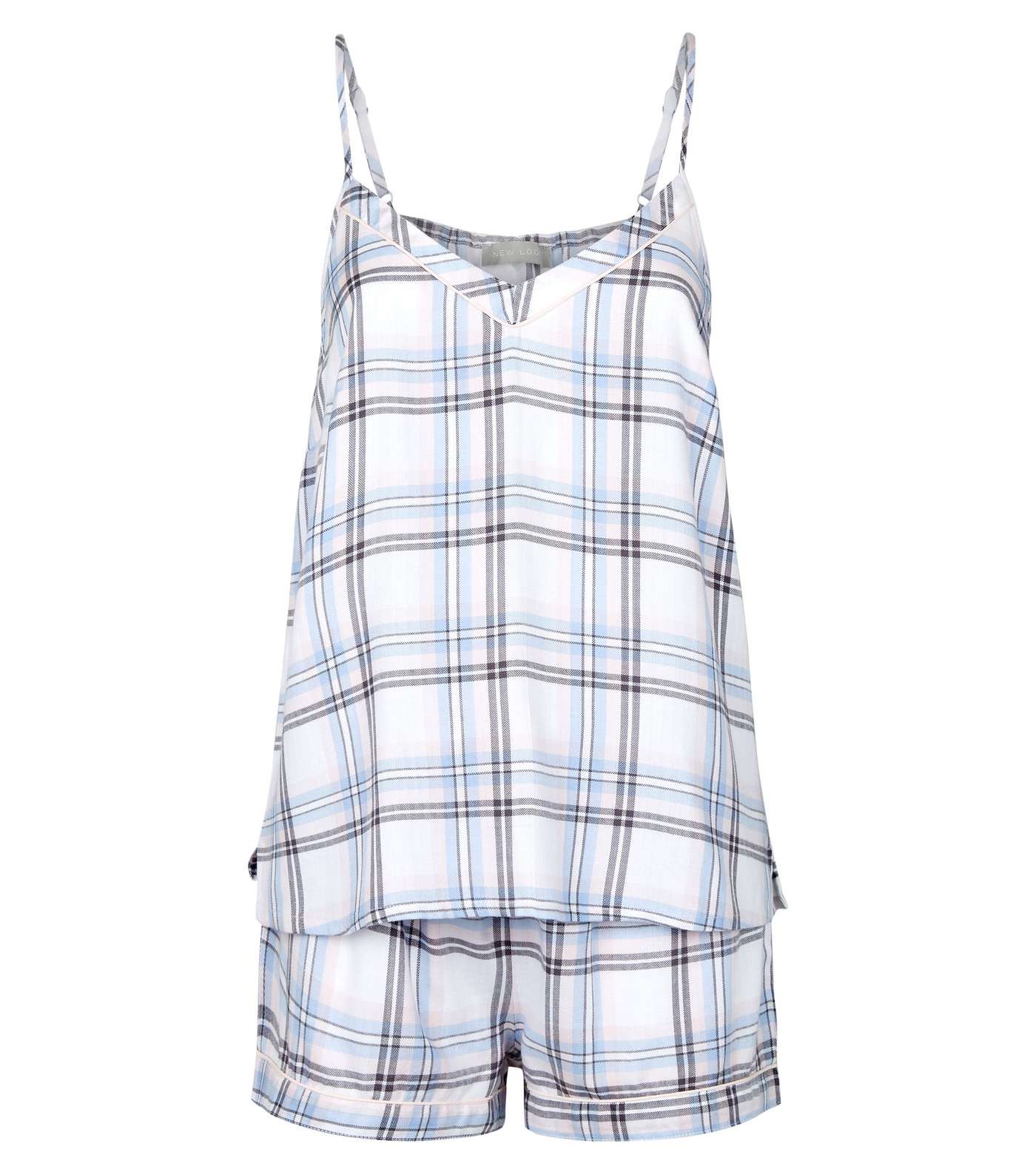 Blue Check Cami and Shorts Pyjama Set Image 4