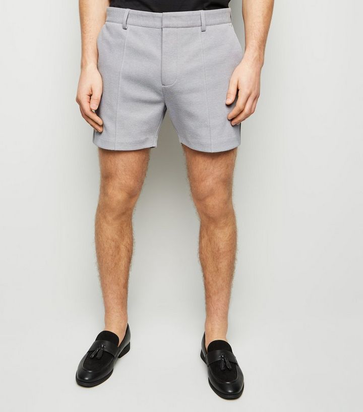 Pale Grey Pique Shorts New Look