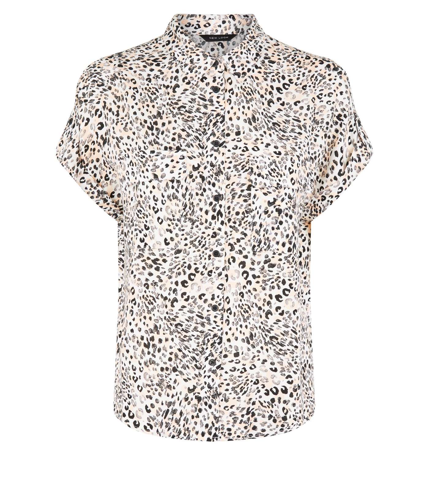 White Leopard Print Short Sleeve Shirt Image 4