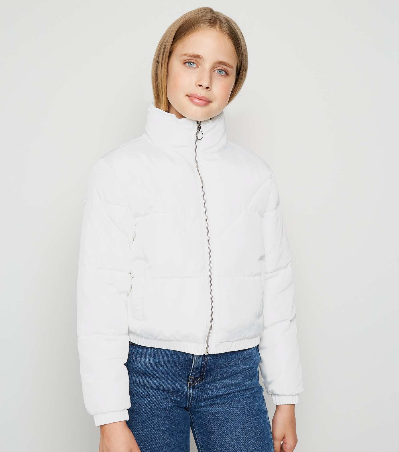 Girls White Puffer Jacket