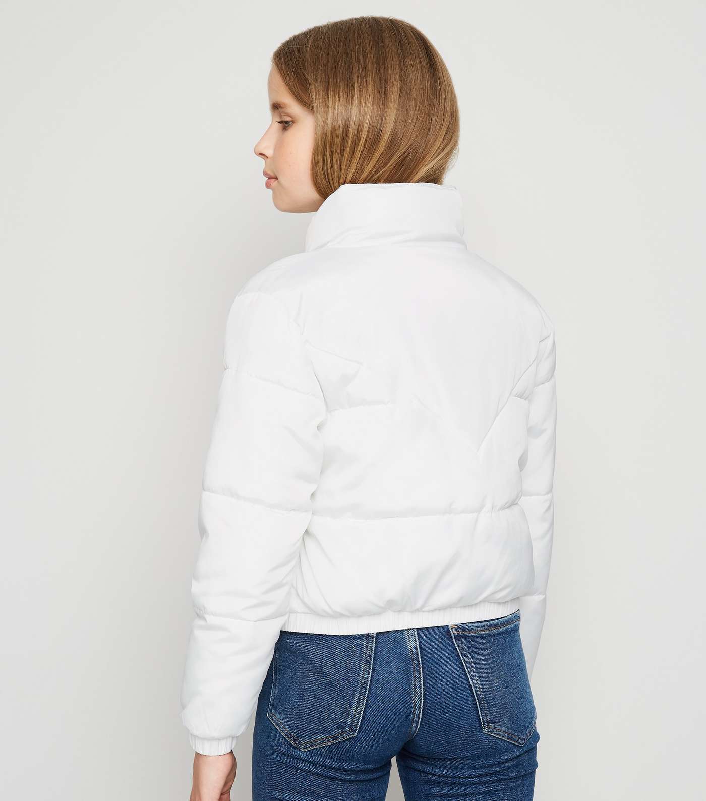 Girls White Puffer Jacket Image 5
