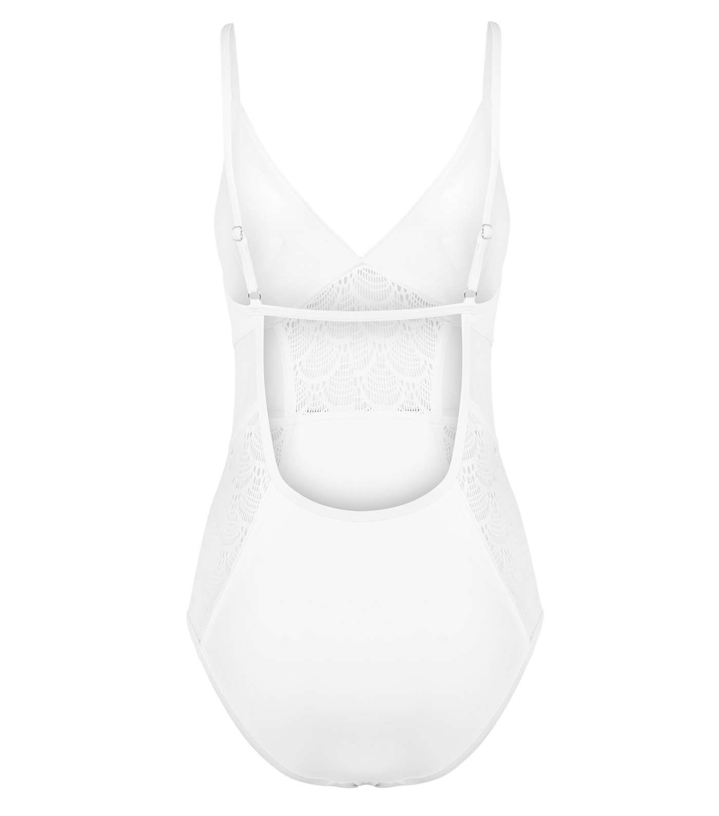 White Crochet Panel Swimsuit Image 6