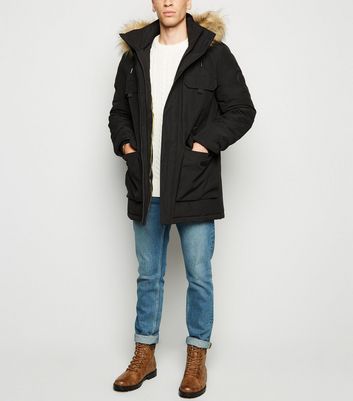 New look traditional on sale parka jacket in black