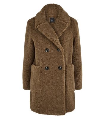 Petite Rust Teddy Coat New Look