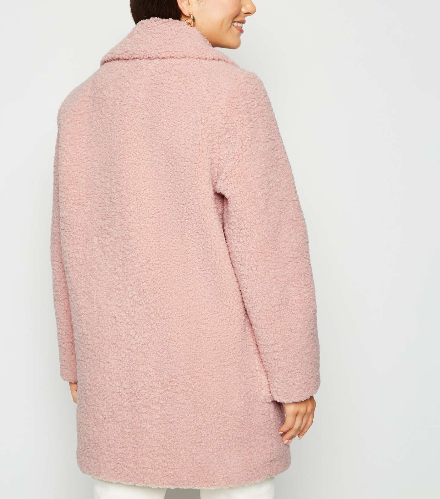 Petite Pale Pink Teddy Coat Image 3