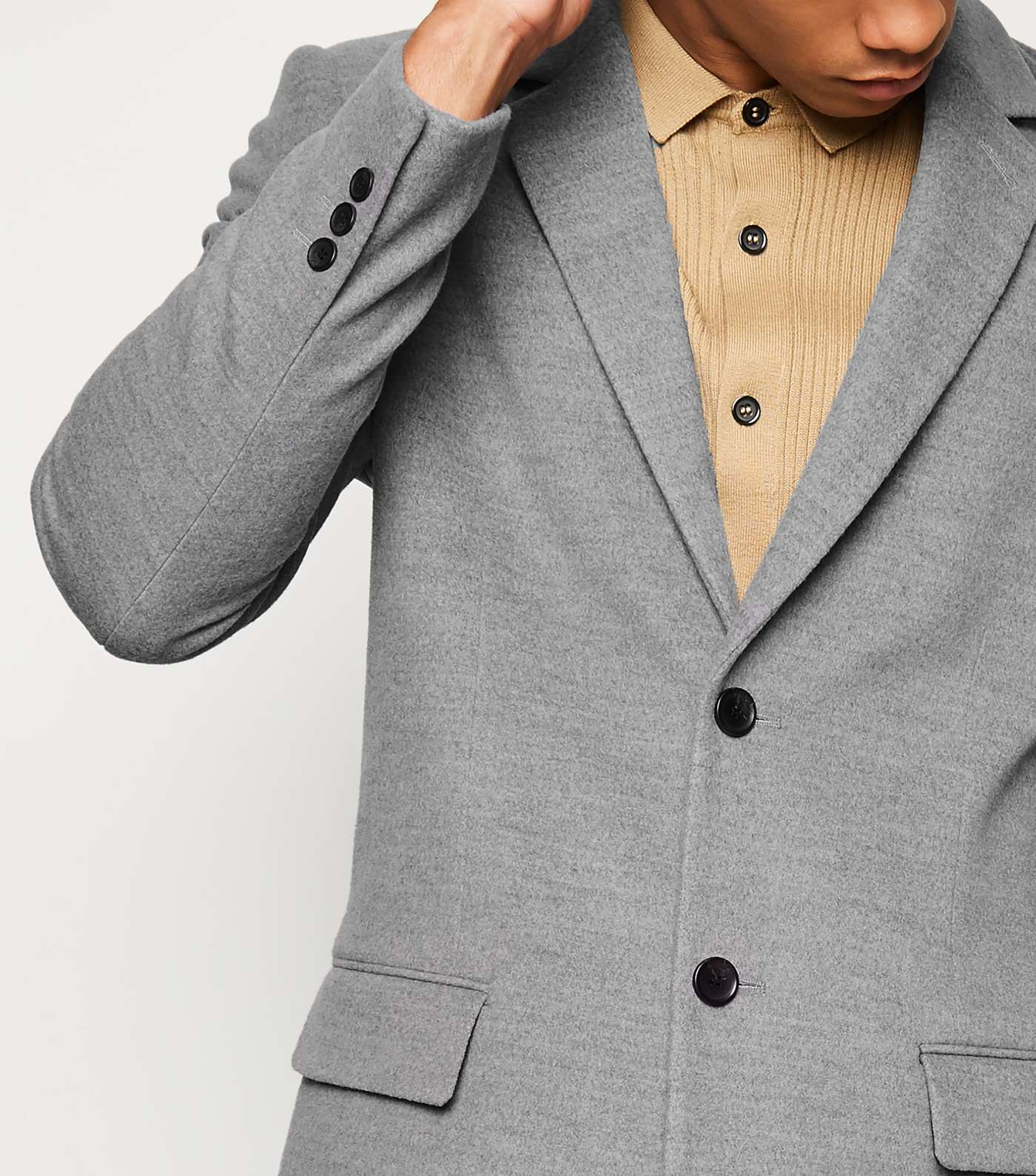 Grey Double Pocket Overcoat Image 5