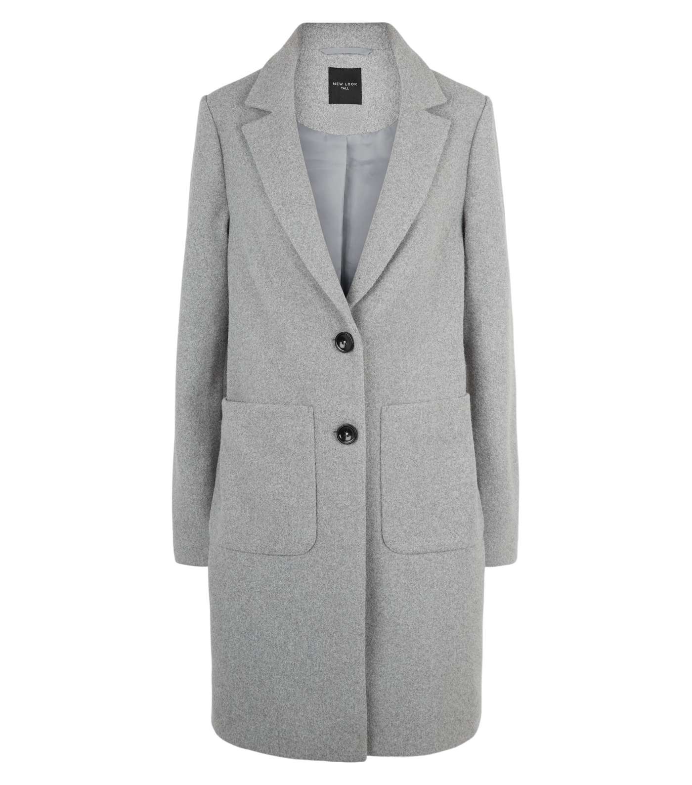 Tall Pale Grey Brushed Collared Coat Image 4