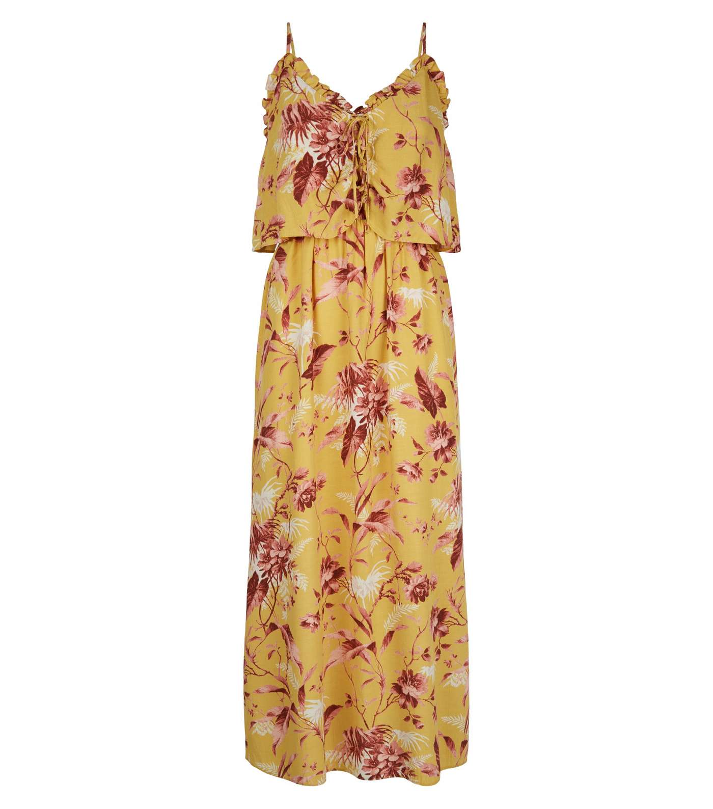 Petite Mustard Tropical Print Maxi Dress Image 3