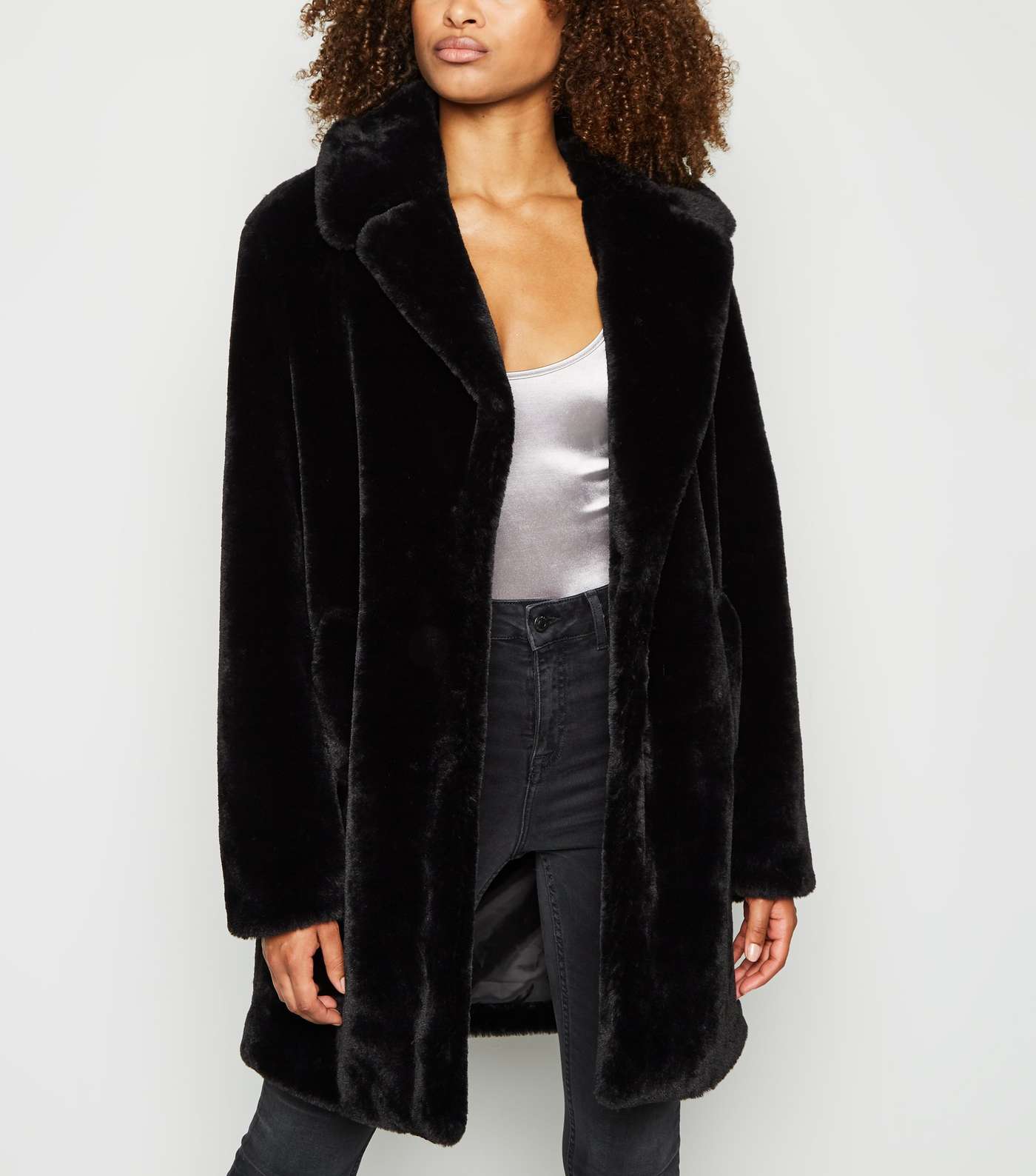 Tall Black Faux Fur Coat