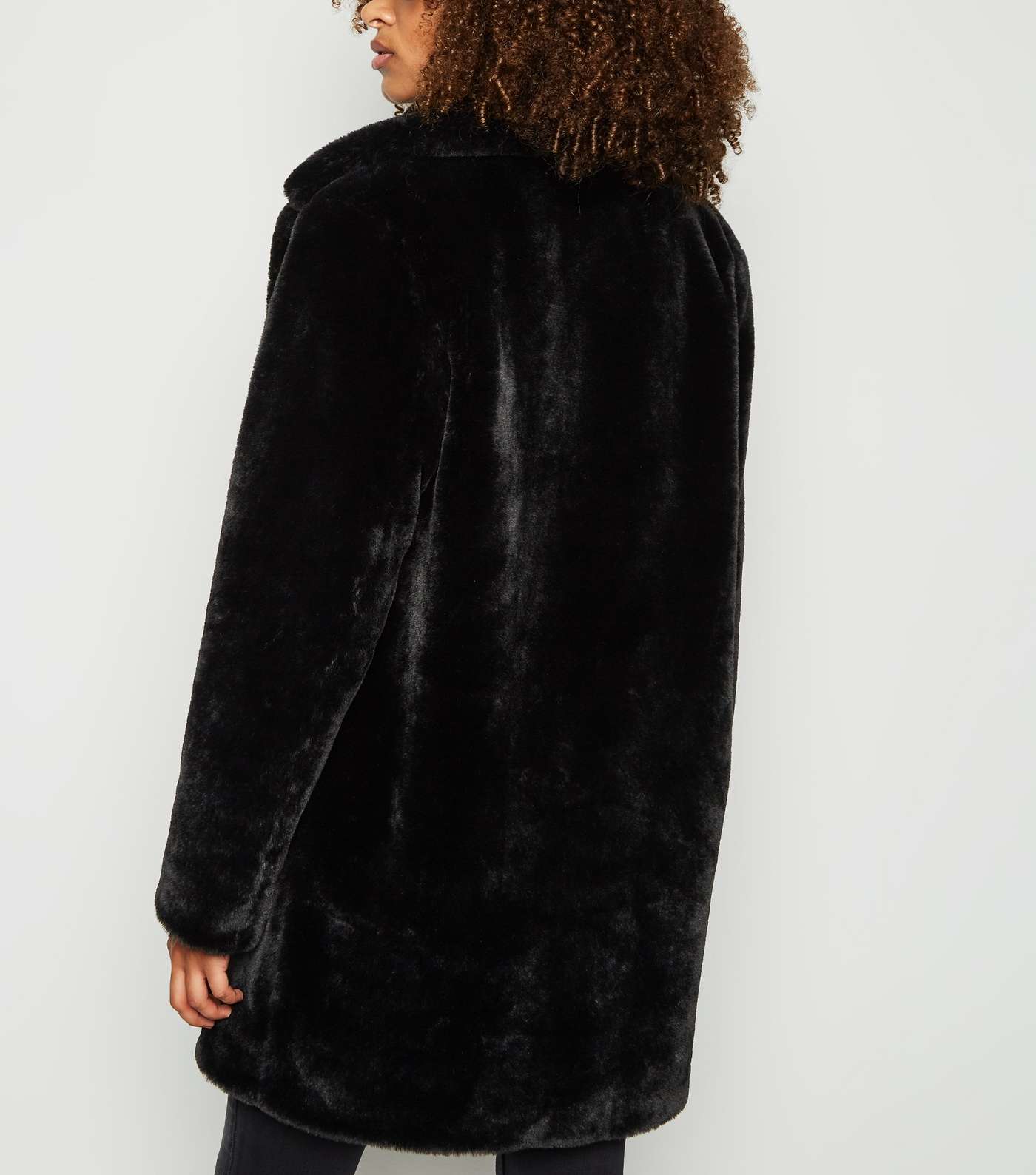 Tall Black Faux Fur Coat Image 3