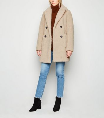 New look cream teddy coat hotsell