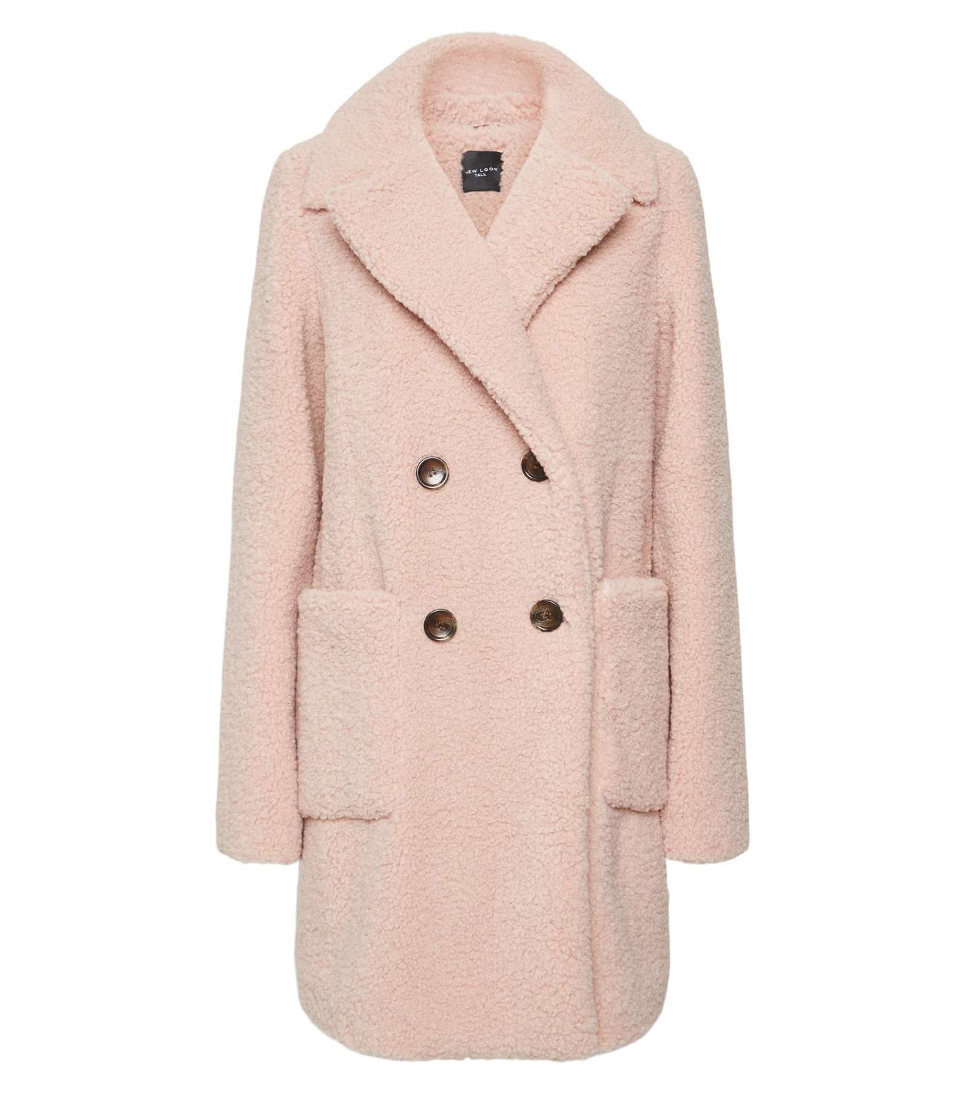 Tall Pale Pink Longline Teddy Coat Image 4