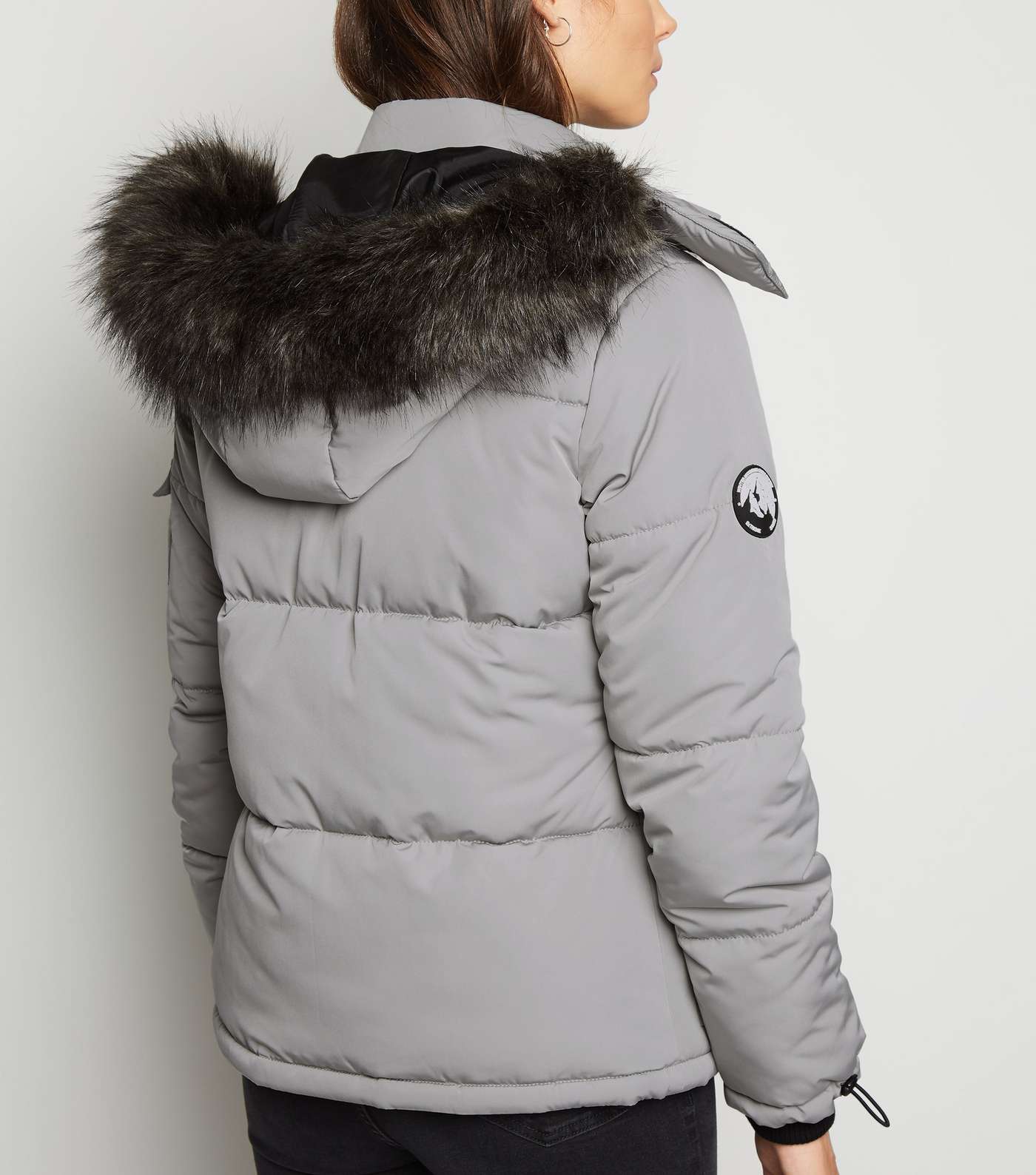 Tall Pale Grey Puffer Jacket Image 3