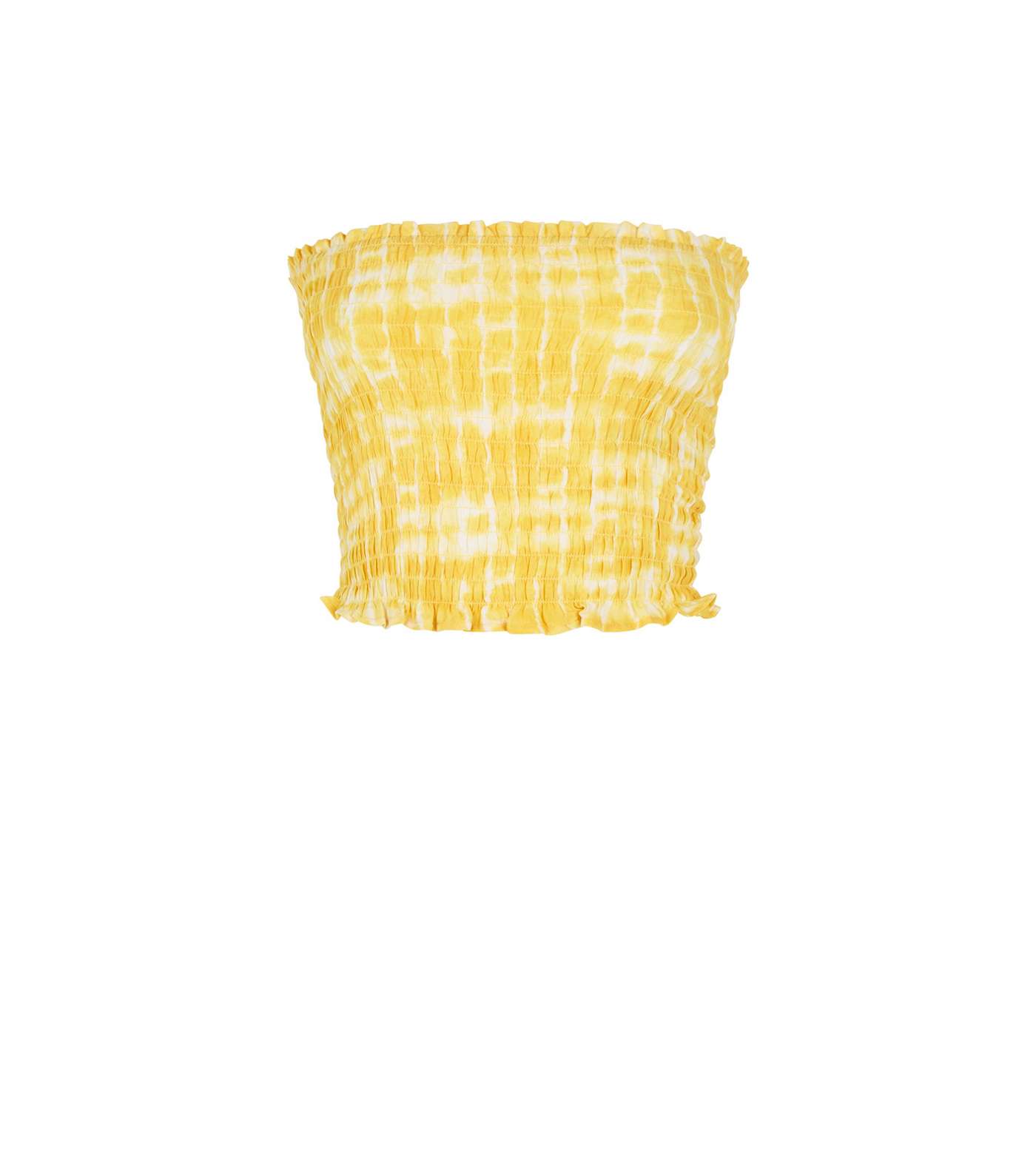 Yellow Tie Dye Shirred Bandeau Top Image 4