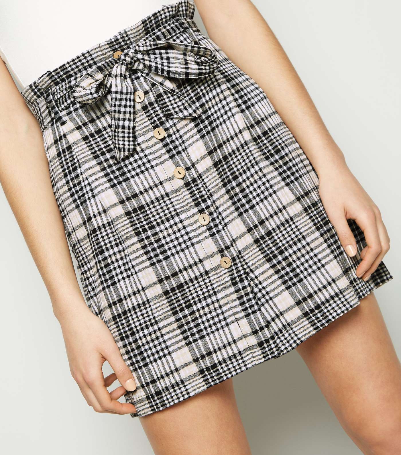 Black Check High Waist Mini Skirt Image 2