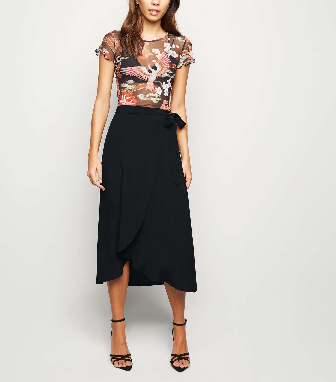 Black Wrap Midi Skirt 