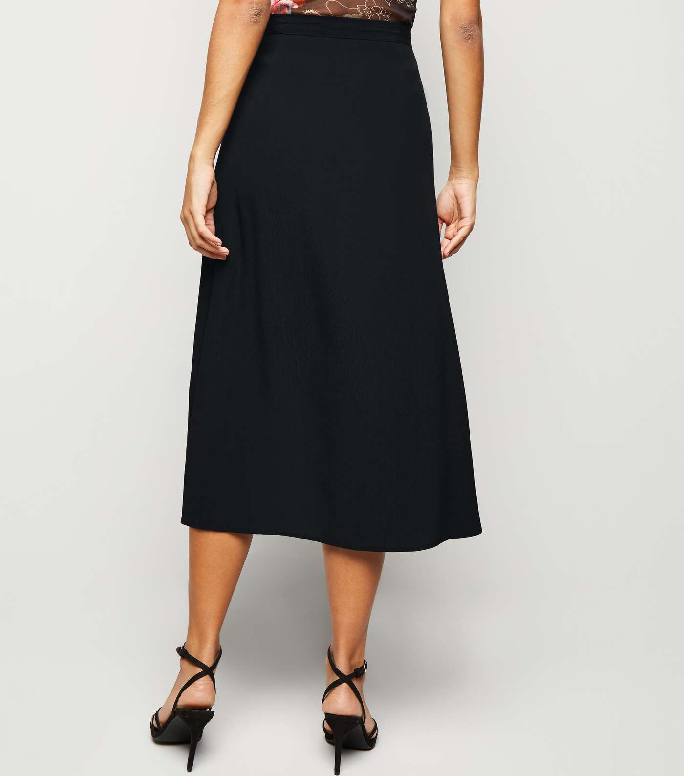 Black Wrap Midi Skirt  Image 3