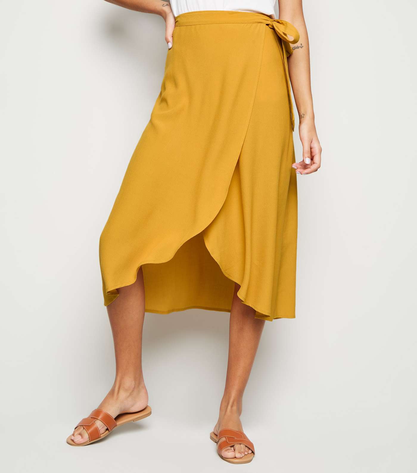 Mustard Wrap Midi Skirt  Image 2