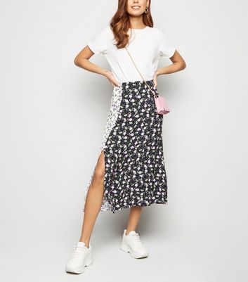 trainers with midi skirt