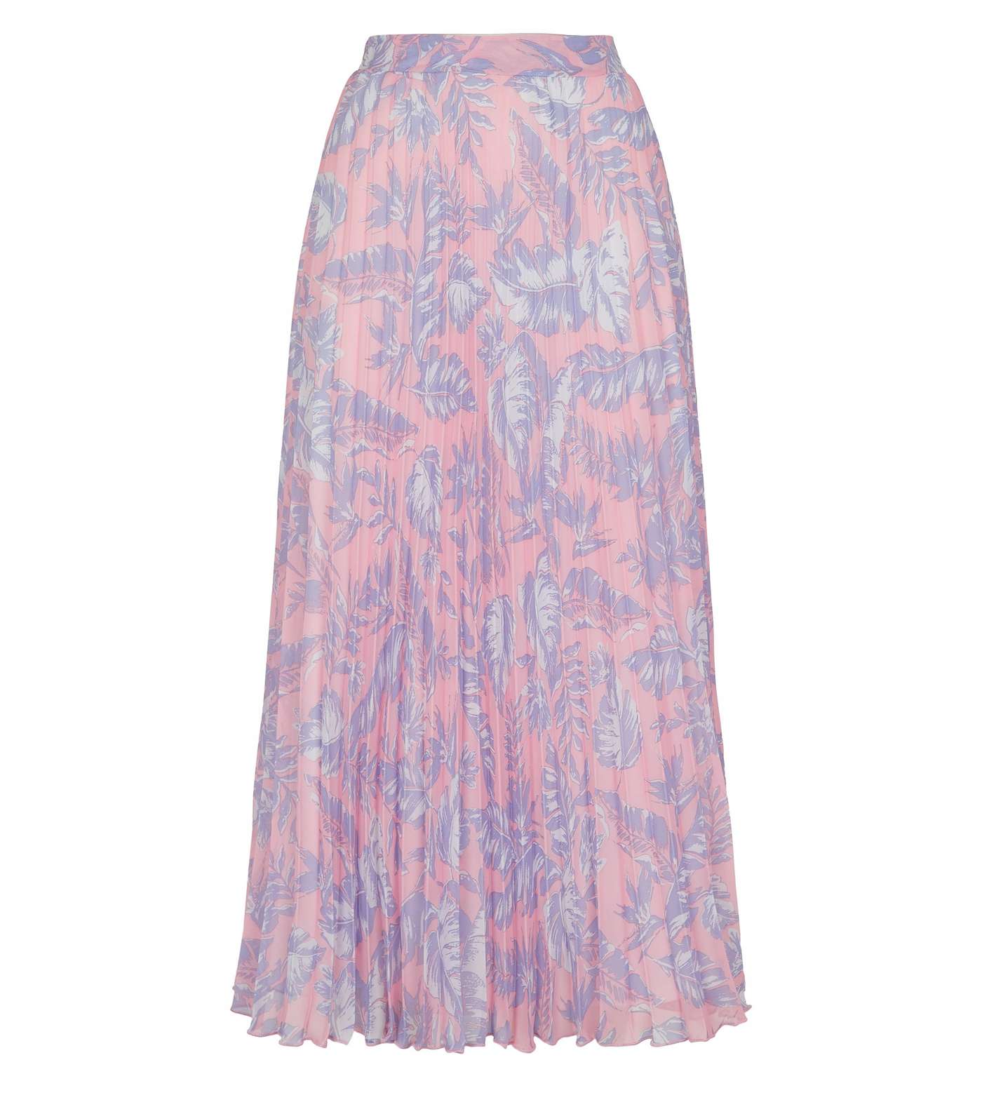 Pink Tropical Pleated Midi Skirt Image 4