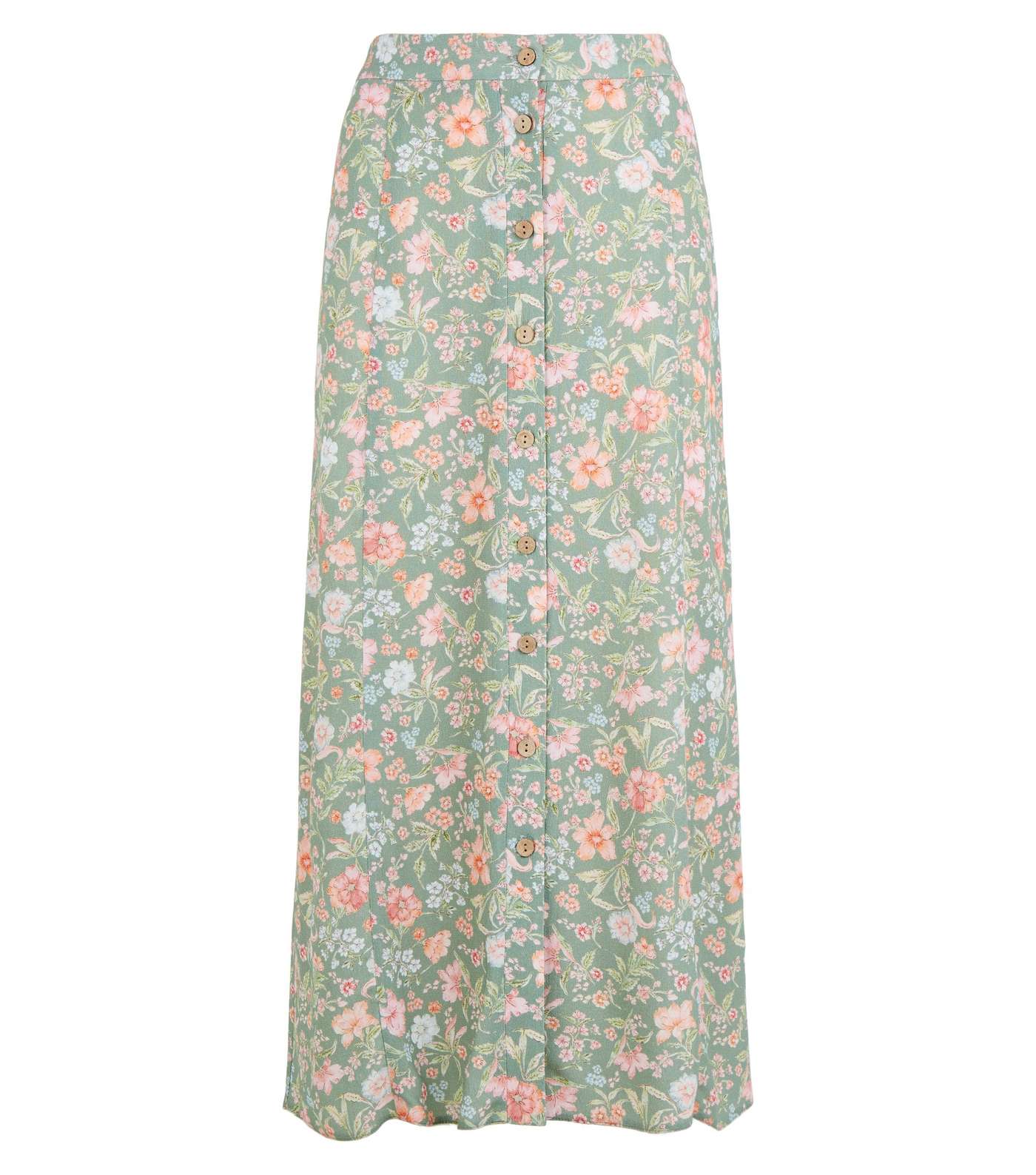 Green Floral Bias Cut Midi Skirt Image 4