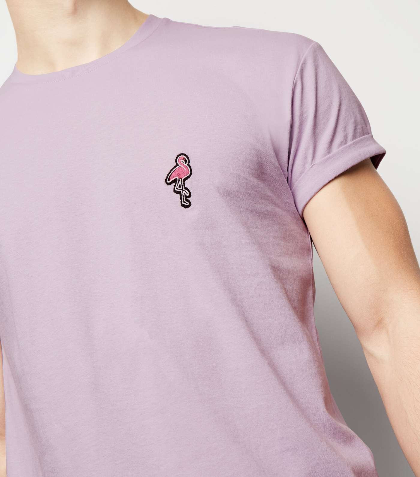 Lilac Flamingo Embroidered T-Shirt Image 5