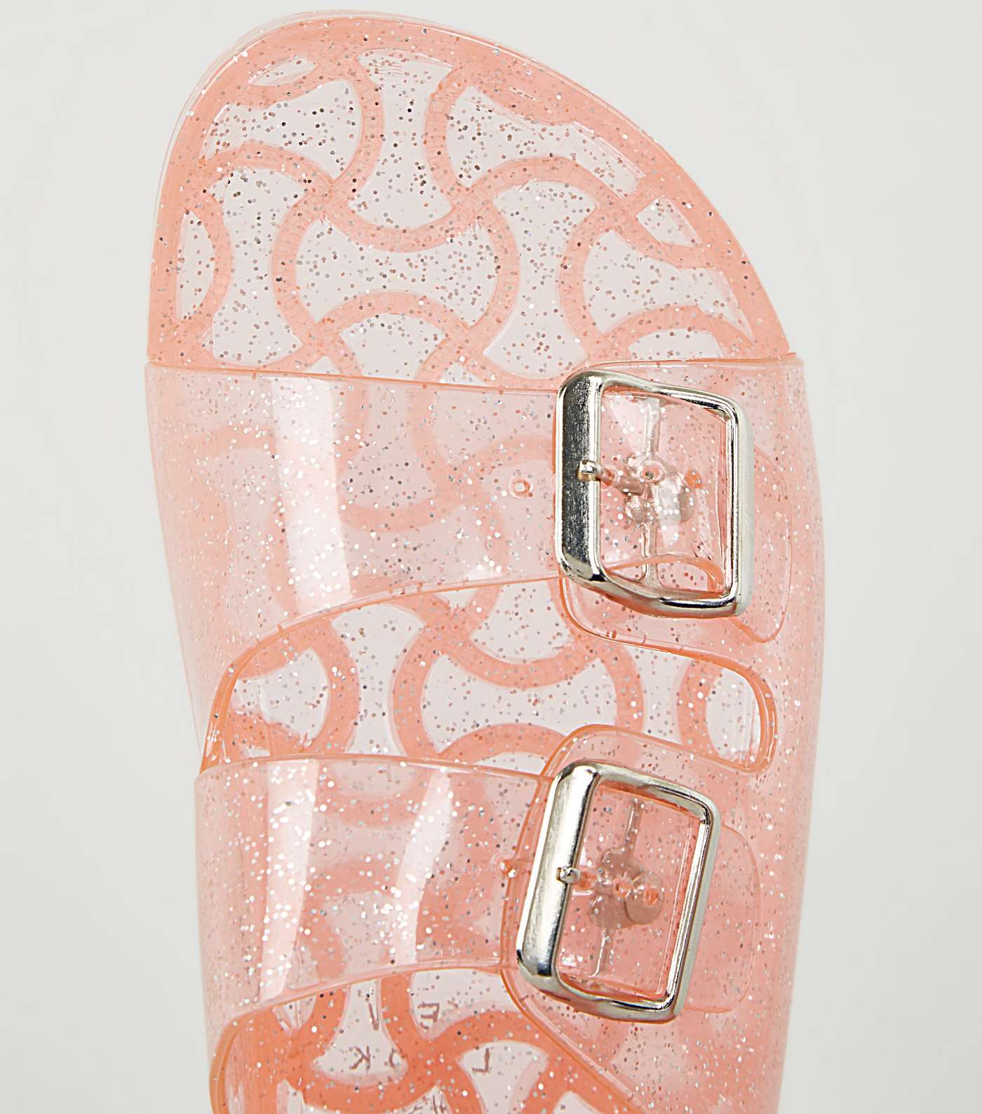 Girls Pink Glitter 2 Strap Jelly Sliders Image 3