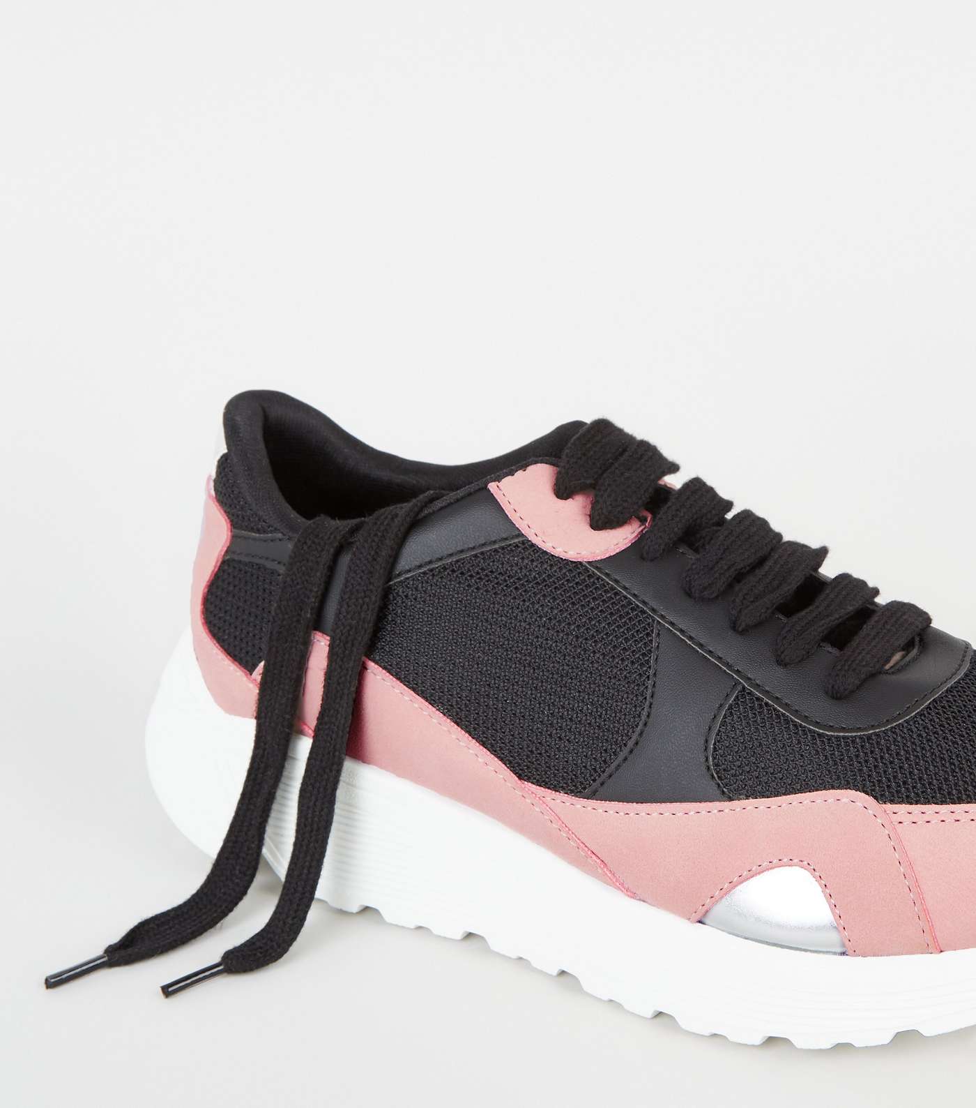 Black Colour Block Chunky Trainers Image 3