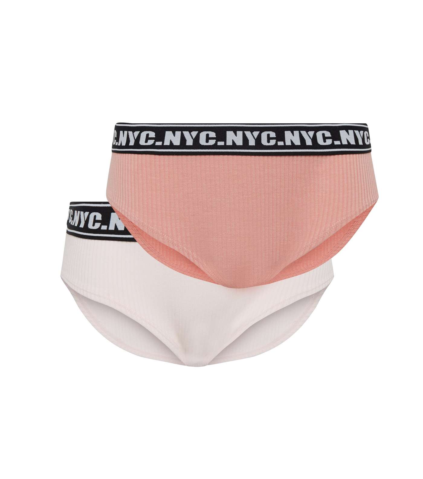 Girls 2 Pack Pink and Cream NYC Short Briefs