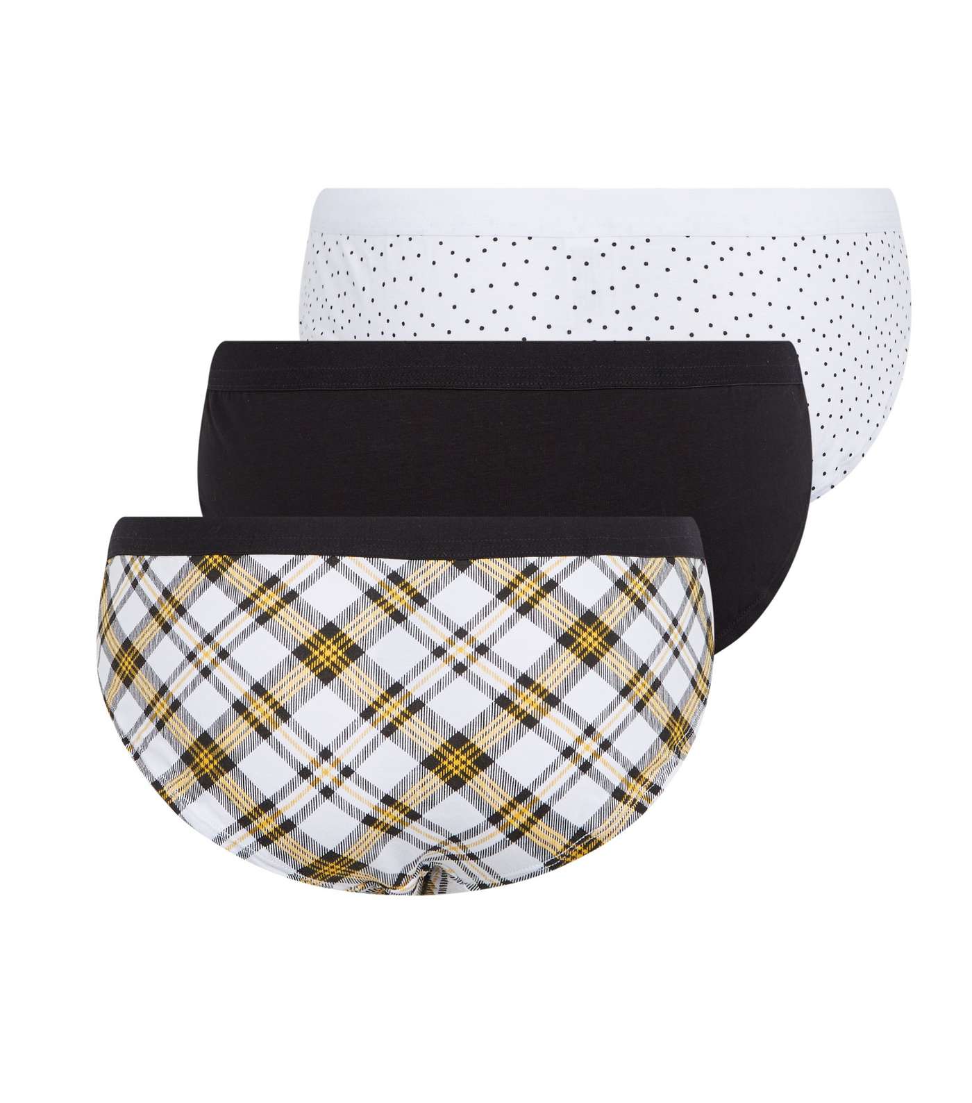 Girls 3 Pack Off White Check Spot Briefs Image 2