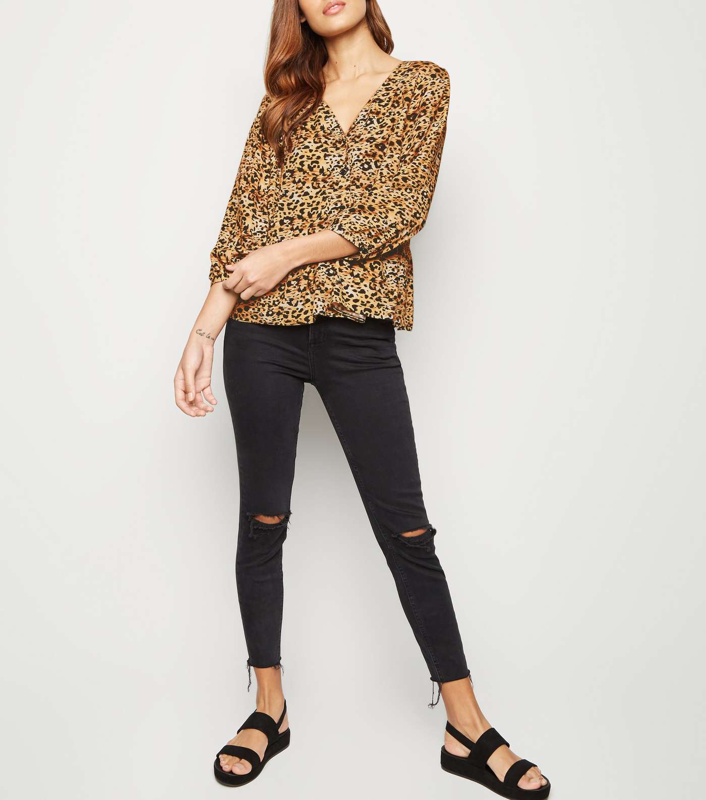 Brown Leopard Print Button Up Top Image 2
