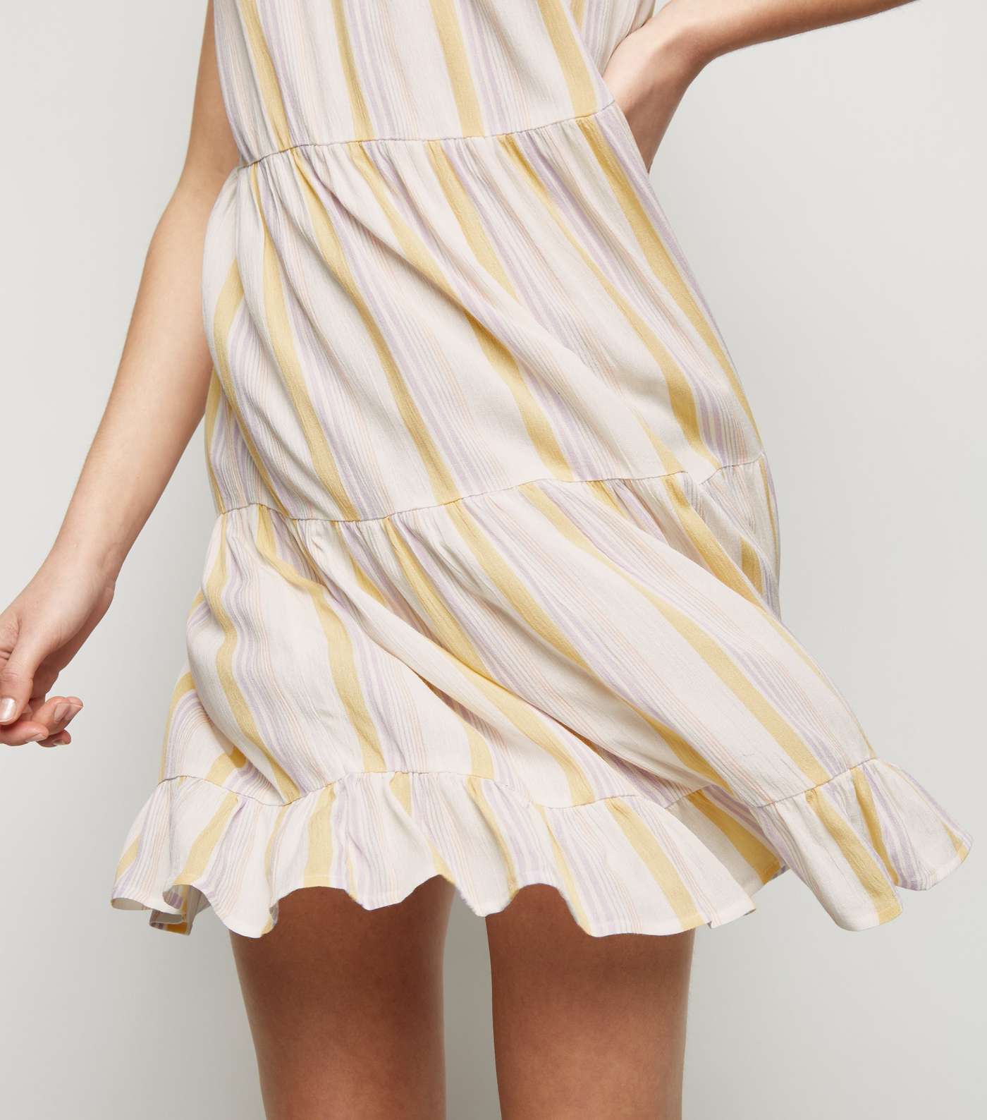White Stripe Tiered Cheesecloth Sundress Image 5