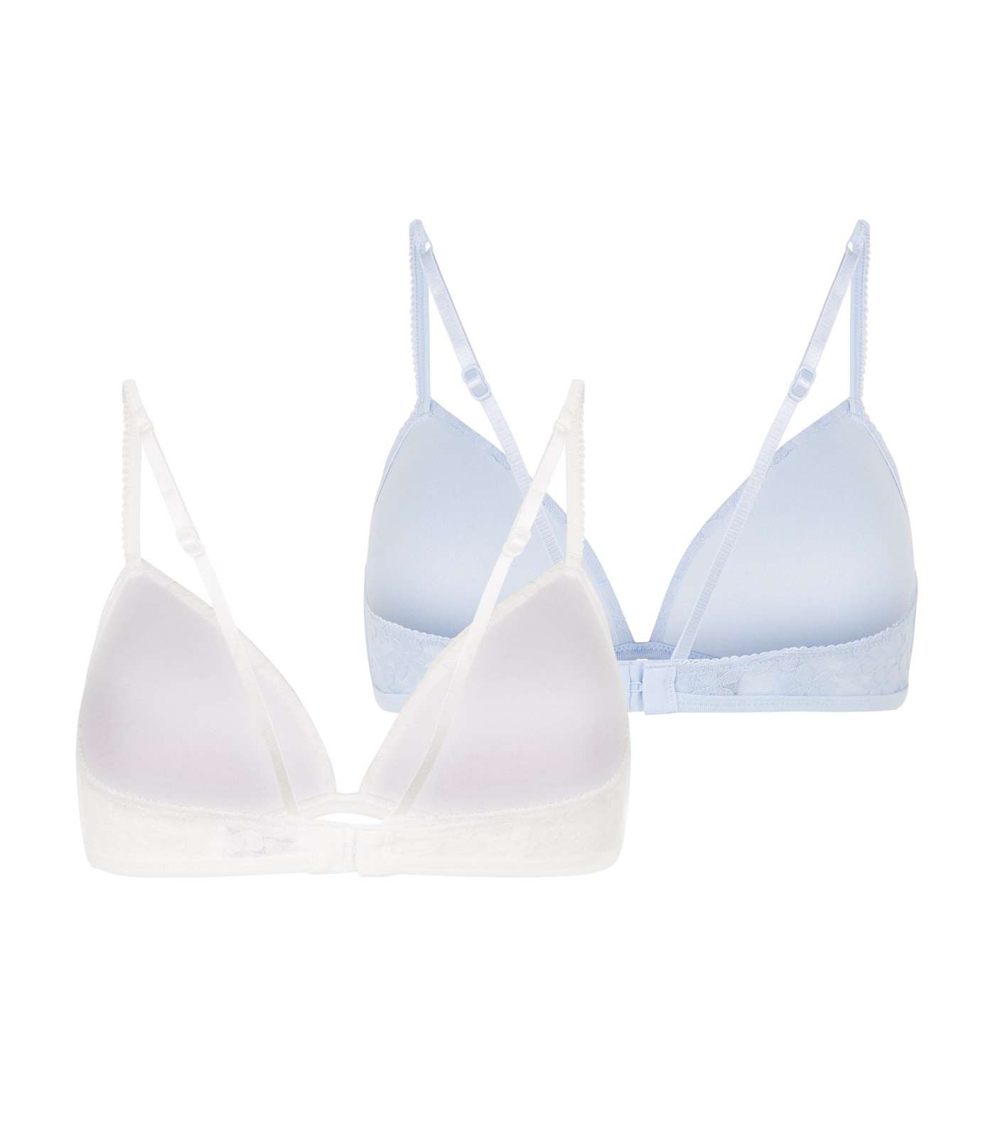Girls 2 Pack Pale Blue Lace Triangle Bras Image 2