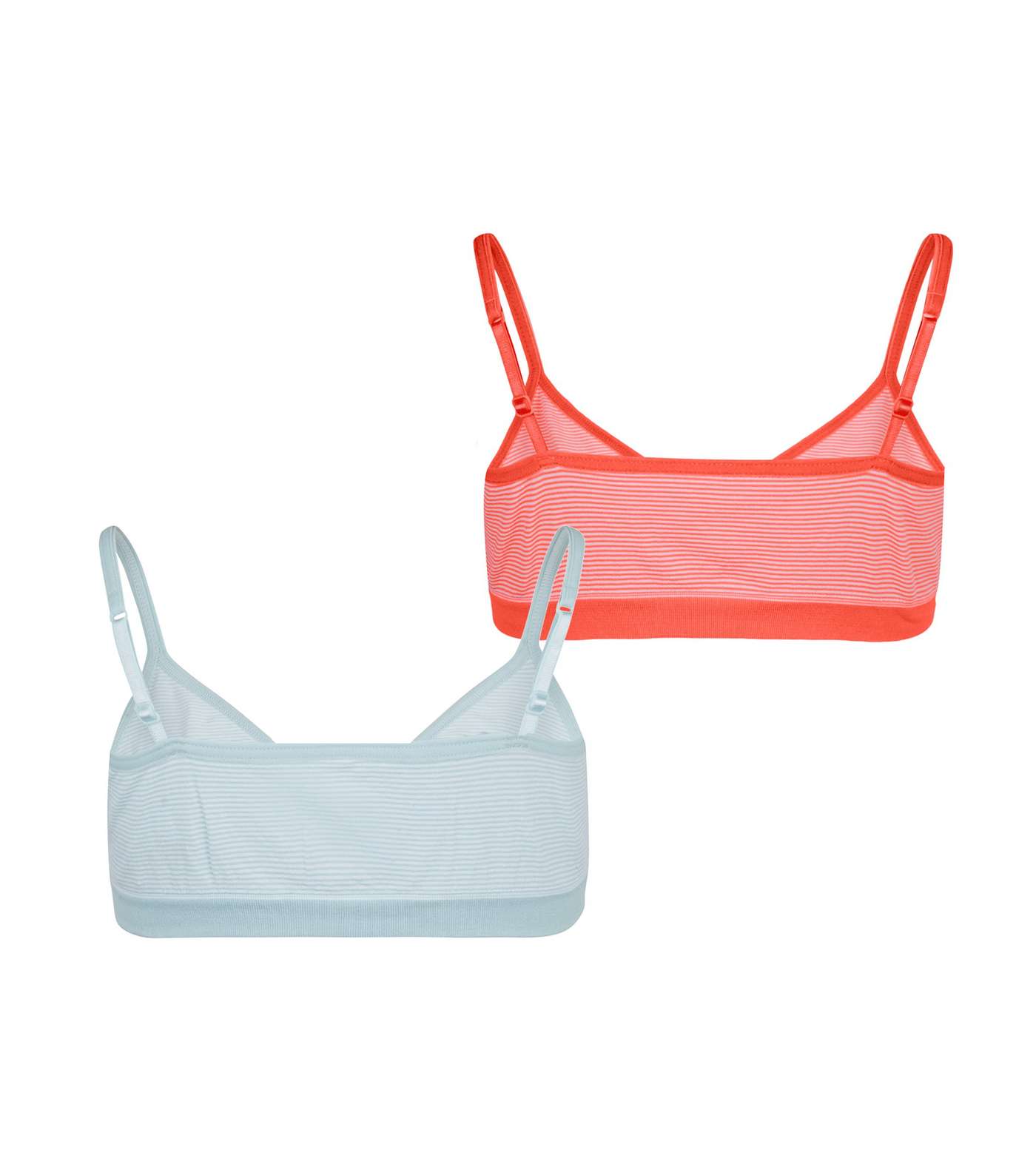 Girls 2 Pack Blue and Pink Neon Stripe Crop Top Image 2