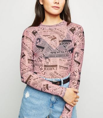 pink mesh long sleeve top