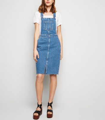 new look denim dungaree dress
