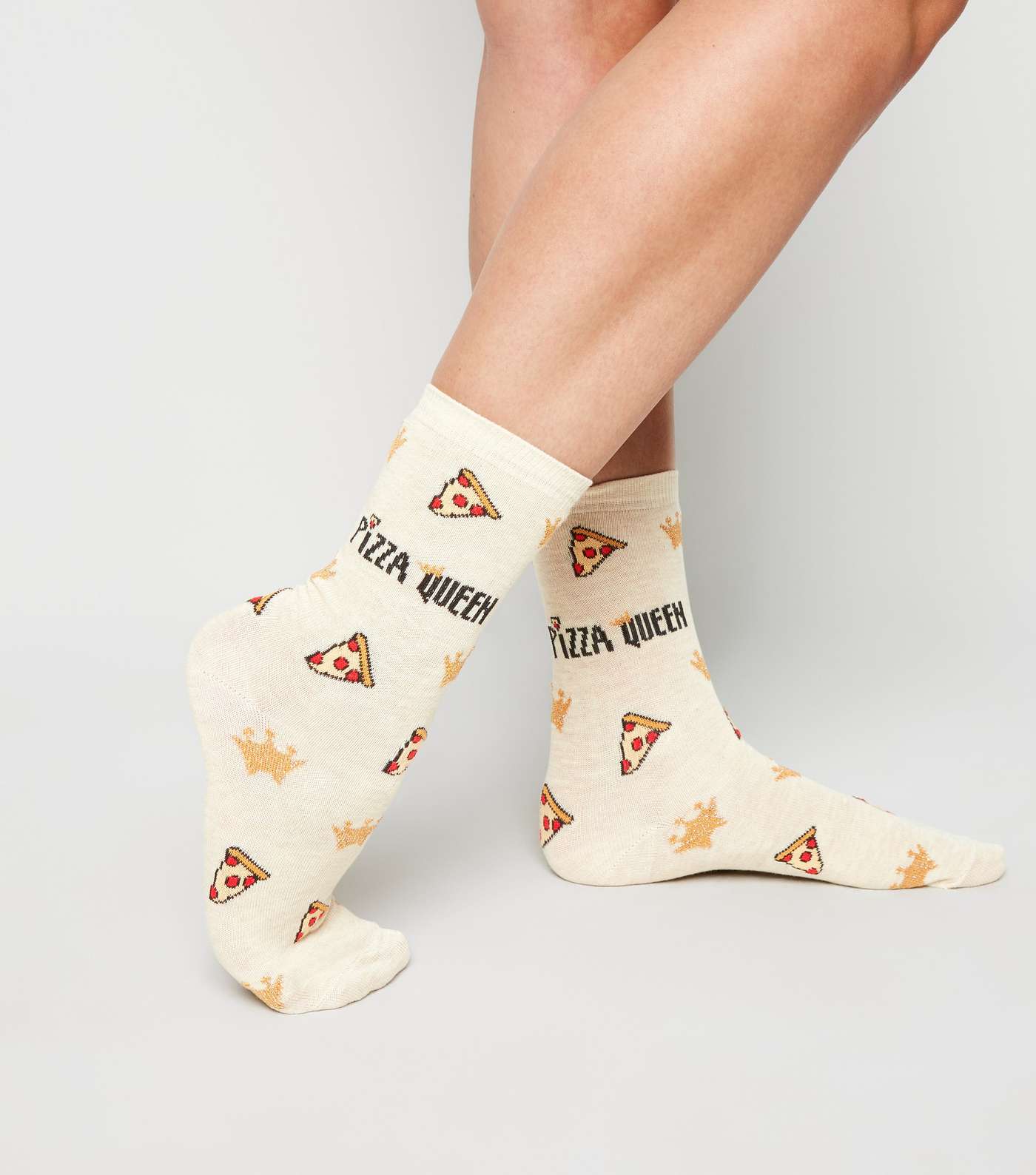 Cream Pizza Queen Slogan Socks Image 2