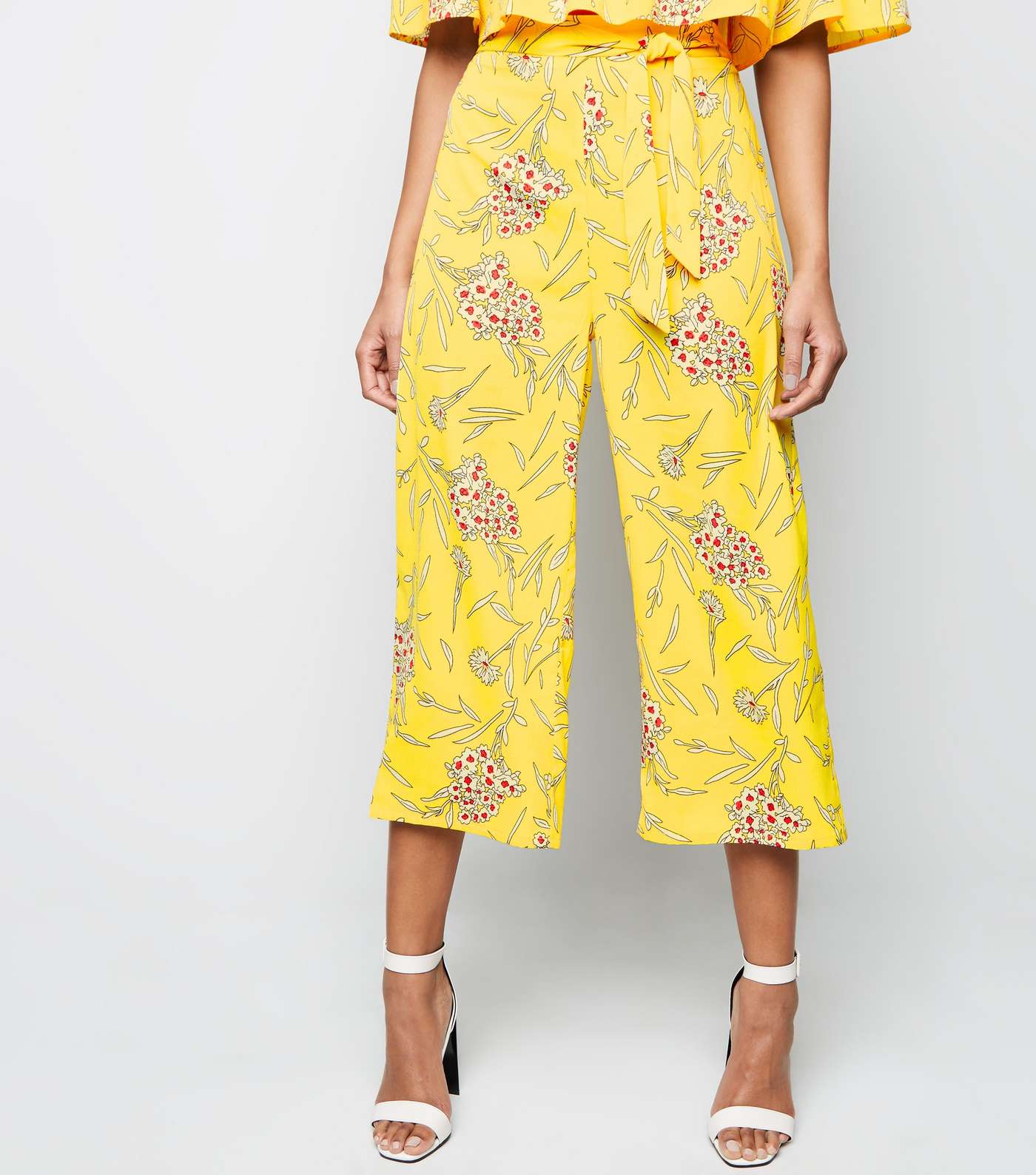 Cameo Rose Yellow Floral Belted Culottes  Image 2