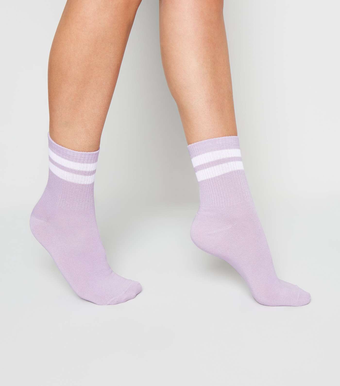 Lilac Stripe Tube Socks Image 2
