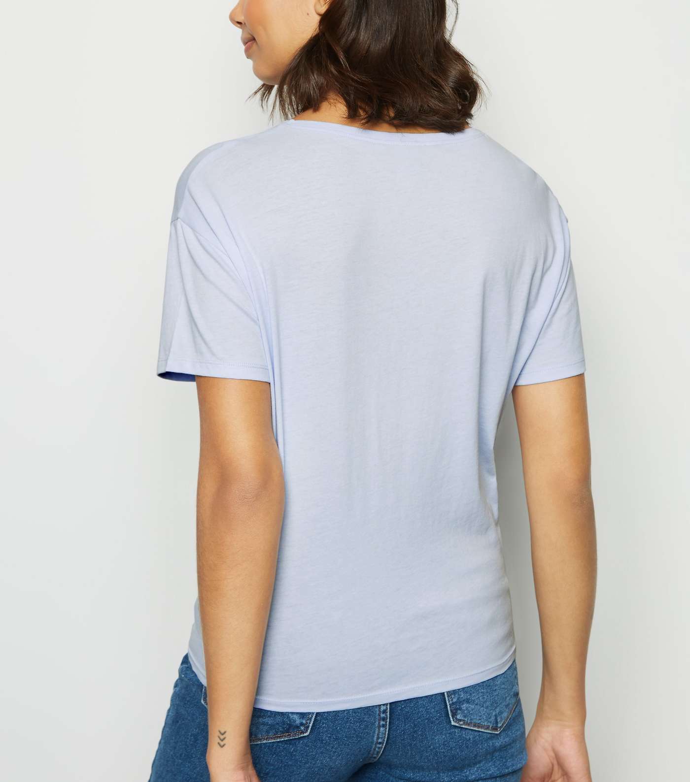 Pale Blue Organic Cotton Tie Front T-Shirt Image 3
