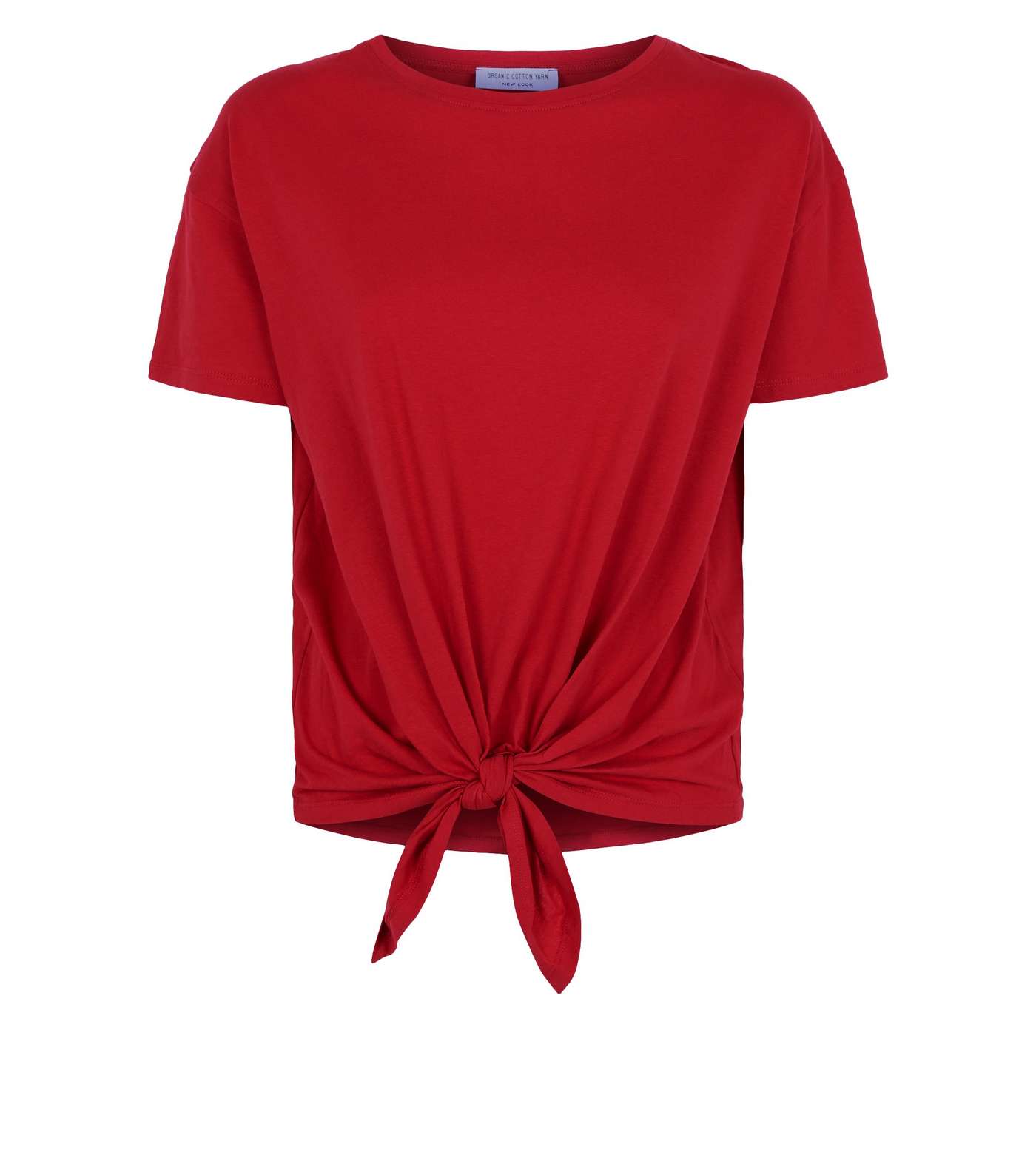 Dark Red Organic Cotton Tie Front T-Shirt Image 4