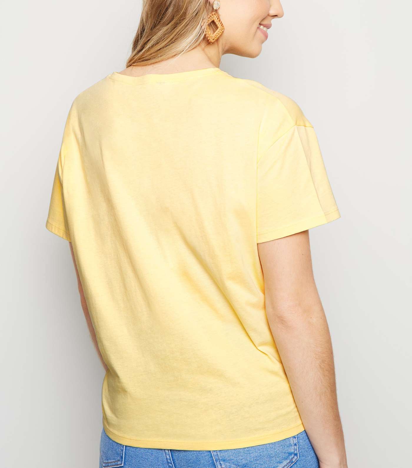Pale Yellow Organic Cotton Tie Front T-Shirt Image 5