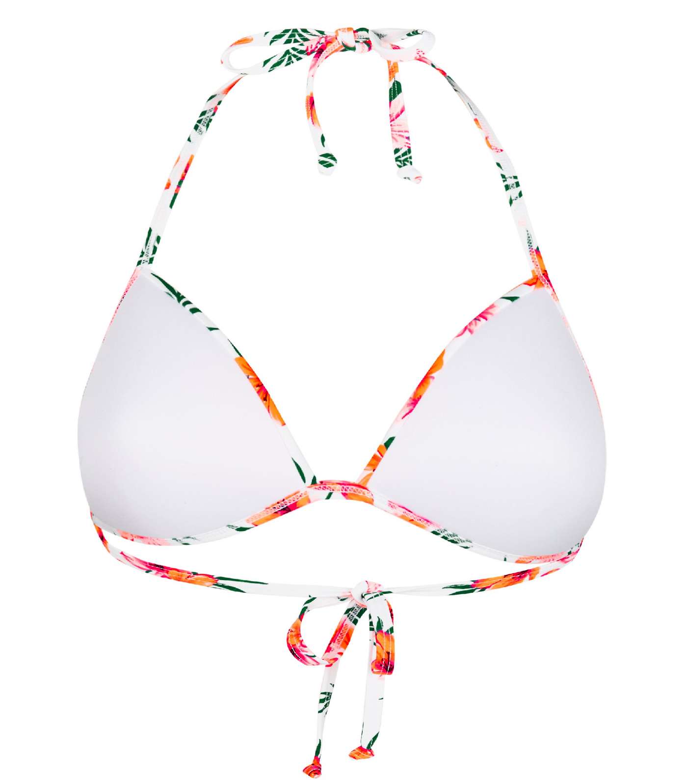 White Tropical Neon Moulded Triangle Bikini Top Image 5