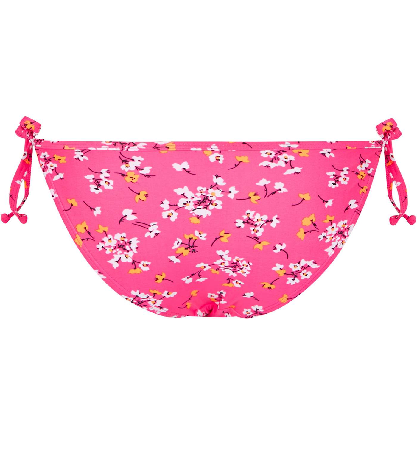 Pink Neon Floral Frill Tie Side Bikini Bottoms Image 5