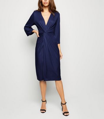 Blue Vanilla Navy Twist Front Midi Dress New Look shop for Blue Vanilla Navy Twist Front Midi Dress New Look at Shopo